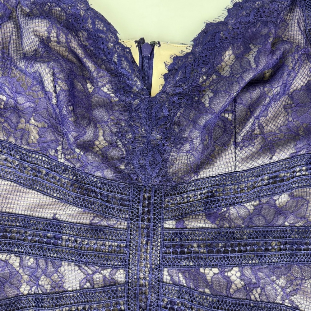 Tadashi Shoji Dutton Grape Purple Floral Lace V-Neck Gown Size 8‎ NWT Maxi Dress - Picture 11 of 13